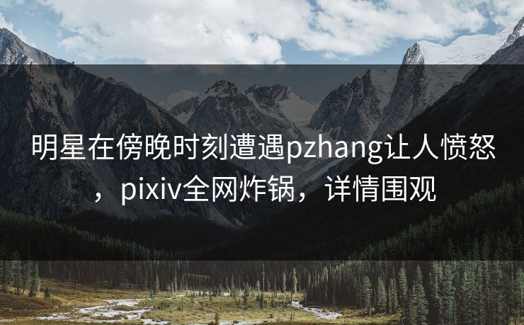 明星在傍晚时刻遭遇pzhang让人愤怒，pixiv全网炸锅，详情围观