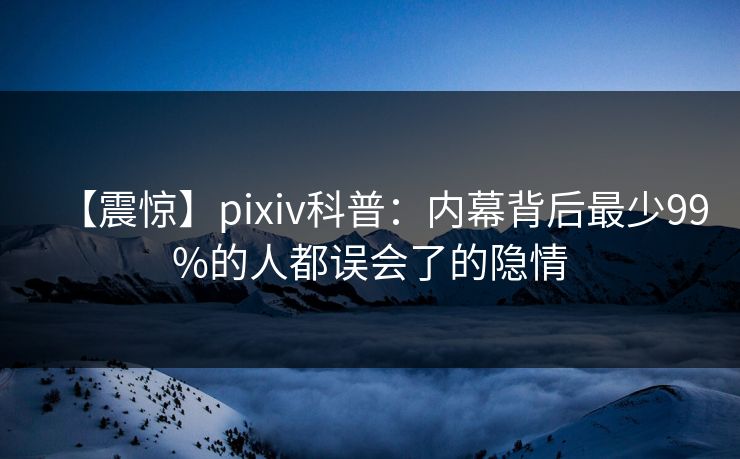 【震惊】pixiv科普：内幕背后最少99%的人都误会了的隐情