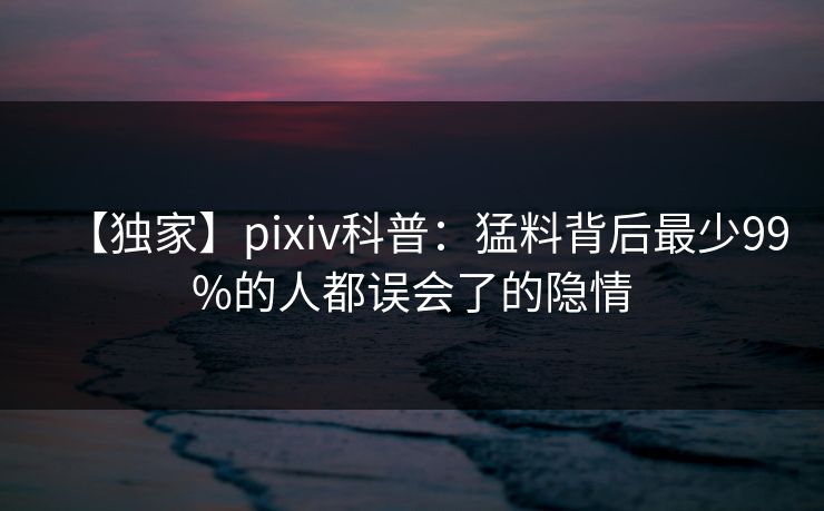 【独家】pixiv科普：猛料背后最少99%的人都误会了的隐情