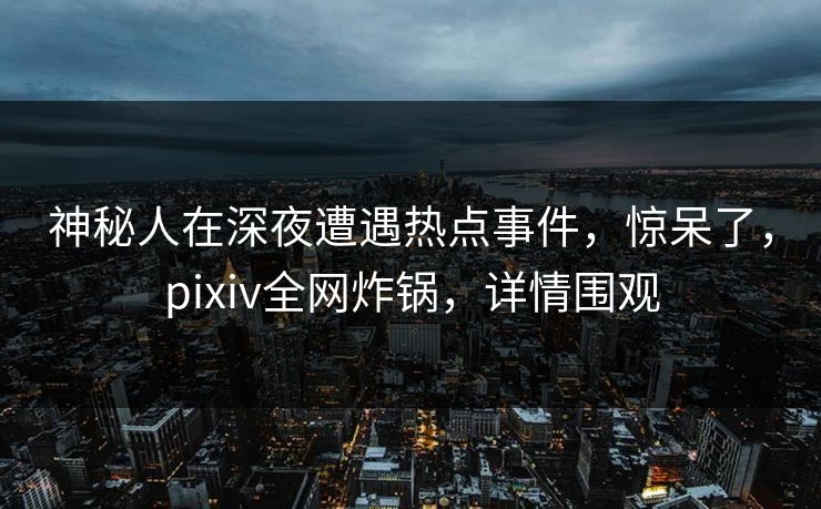神秘人在深夜遭遇热点事件，惊呆了，pixiv全网炸锅，详情围观