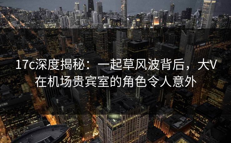 17c深度揭秘：一起草风波背后，大V在机场贵宾室的角色令人意外