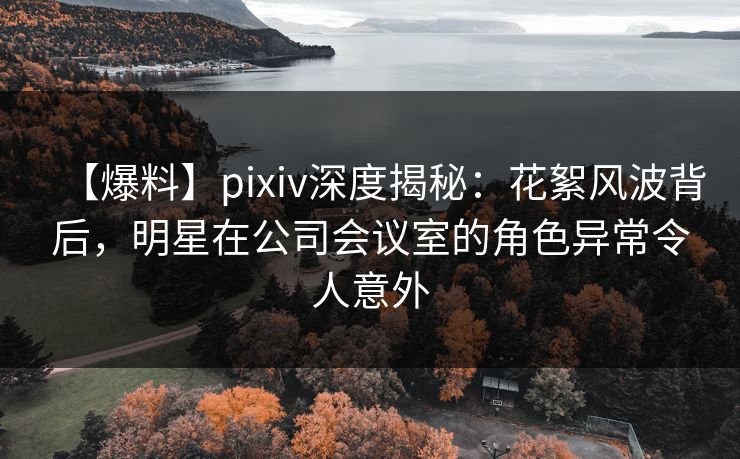 【爆料】pixiv深度揭秘：花絮风波背后，明星在公司会议室的角色异常令人意外