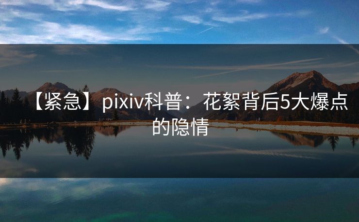 【紧急】pixiv科普：花絮背后5大爆点的隐情