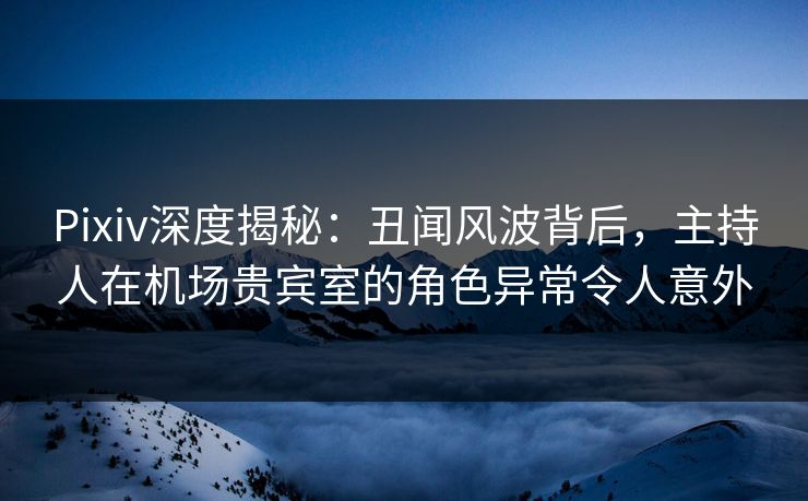 Pixiv深度揭秘：丑闻风波背后，主持人在机场贵宾室的角色异常令人意外
