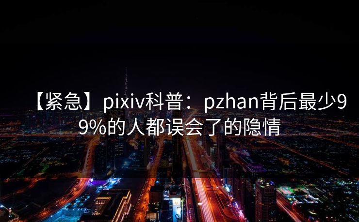 【紧急】pixiv科普：pzhan背后最少99%的人都误会了的隐情
