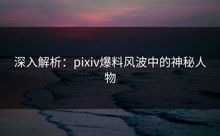 深入解析：pixiv爆料风波中的神秘人物