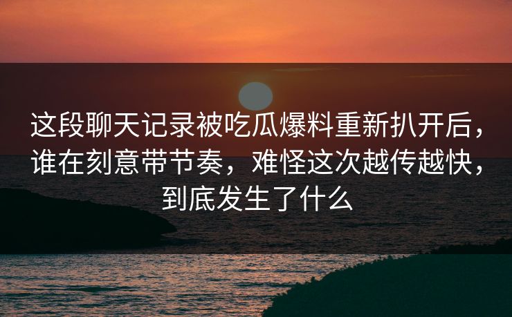 这段聊天记录被吃瓜爆料重新扒开后，谁在刻意带节奏，难怪这次越传越快，到底发生了什么